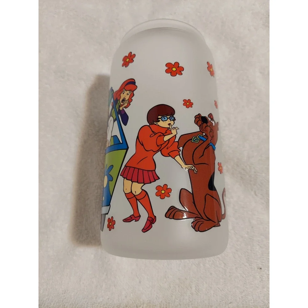Scooby Doo Glass Tumbler With Bamboo Lid, Straw & Cleaner Cartoon‎ Collectible